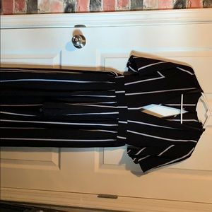 Striped shorts romper with half skirt